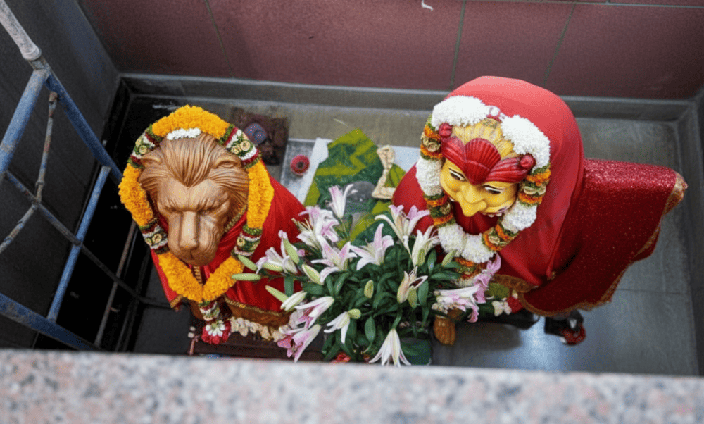 Visitors and devotees learn more about Hinduism in a solemn space